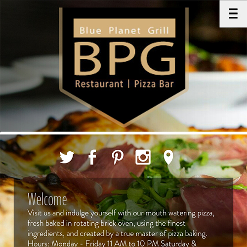 Blue Planet Grill Website Development, 2014